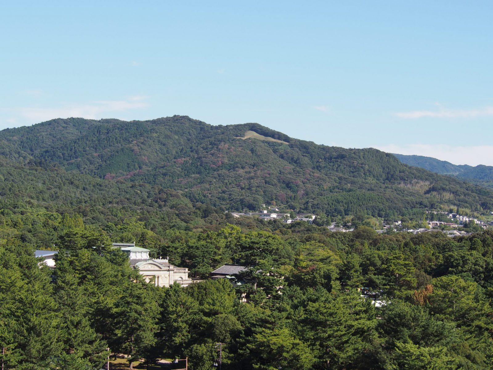 奈良県庁屋上から望む「高円山」