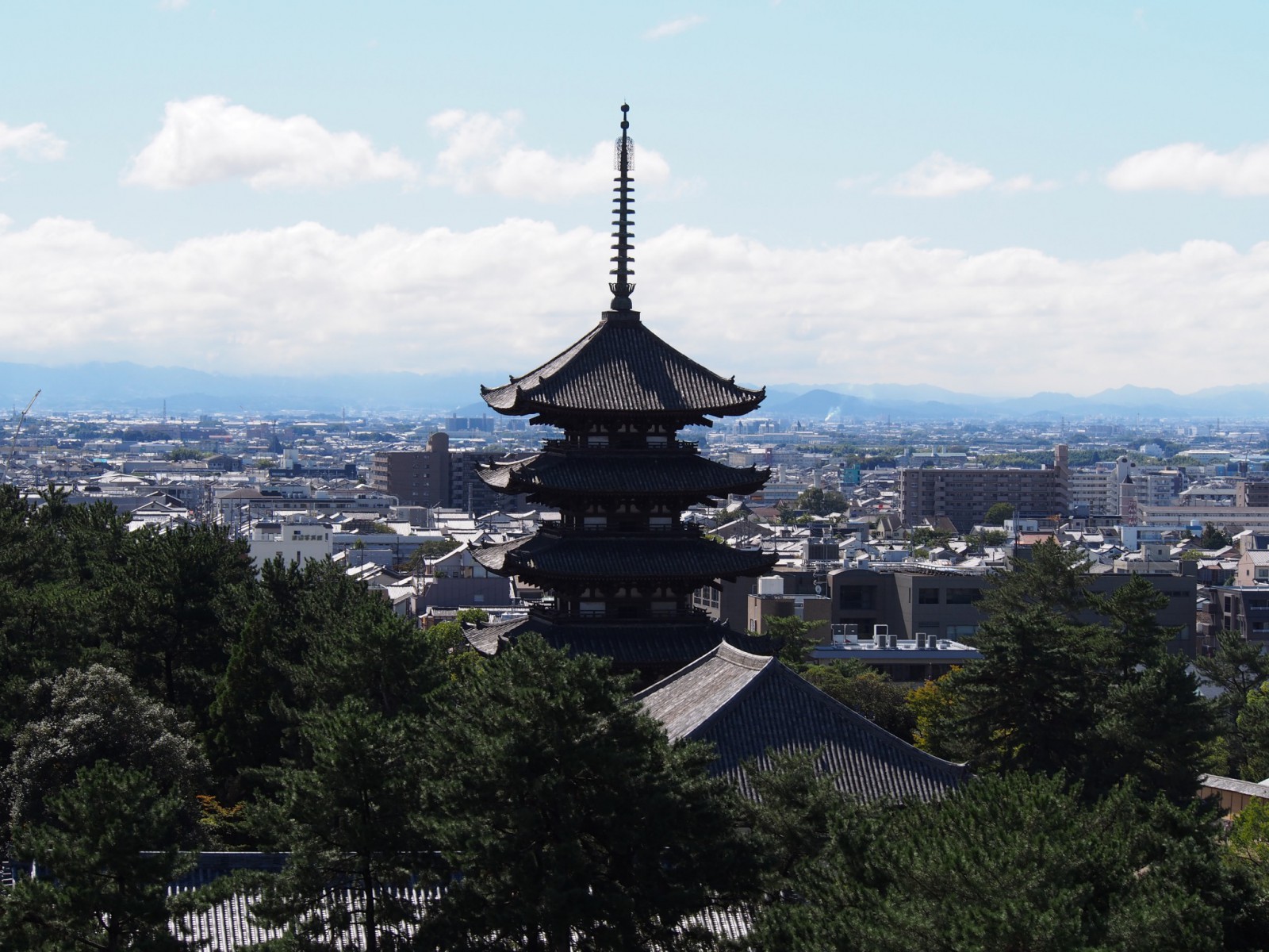 奈良県庁から五重塔を望む